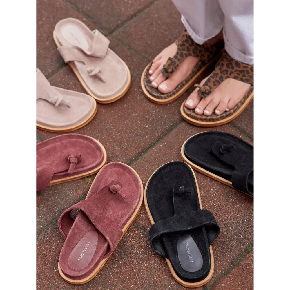 🎉LAST CHANCE🎉 FREE PEOPLE Mika Footbed Sandals / Black Suede - Picture 4 of 12